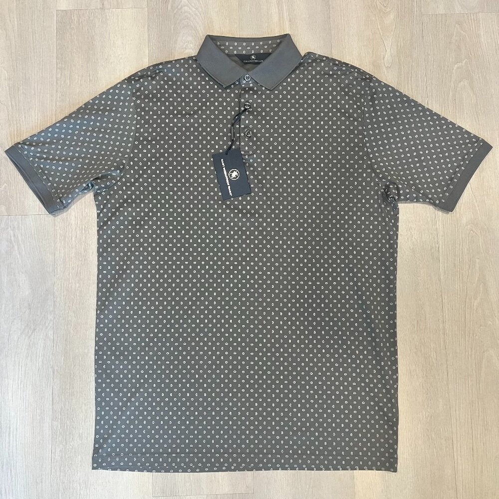 NWT Hart Schaffner Marx Geometric Gray Polo Golf Shirt Size M Casual Athleisure